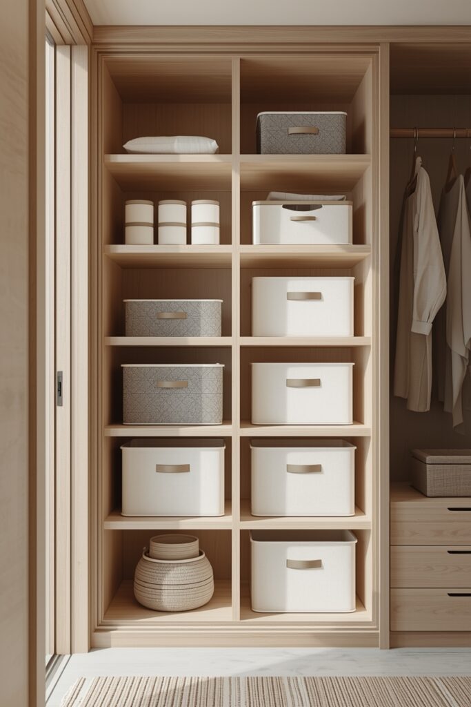 lucid origin craeret a iamge of a premium home storage scene modern closet space with stackab 0